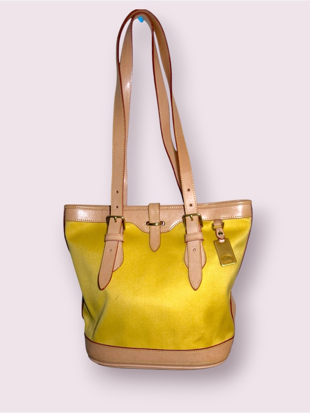 Dooney & Bourke Cabriolet and Vachetta Leather Yellow Bucket Shoulder Purse NEW - Picture 7 of 11